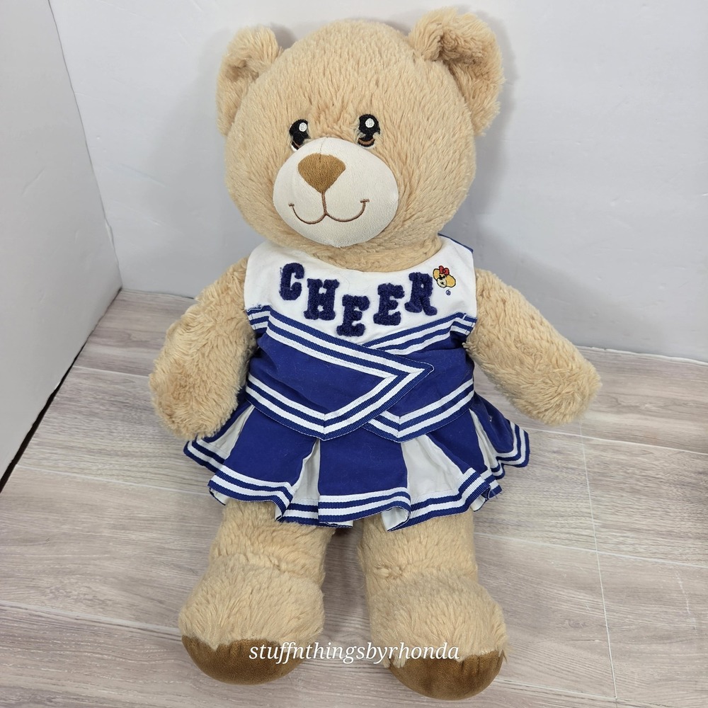 Build-A-Bear Cheerleader Bear With Blue Cheer Uniform Skirt And Top